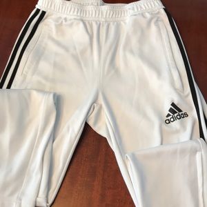 White and black adidas joggers